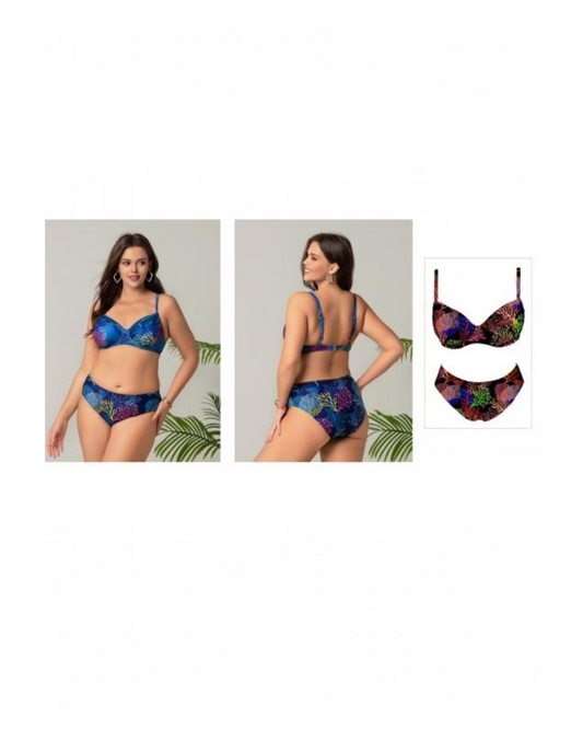 Détail des couleurs noir et bleu du maillot de bain grandes tailles femme Mer